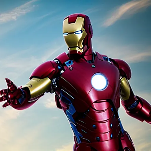 Image similar to iron man suit powered down, 4k realistic photo