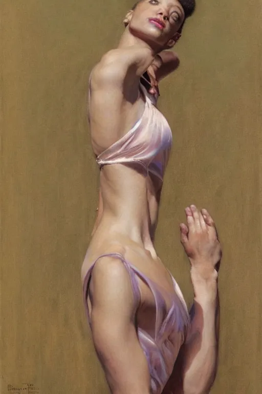 Image similar to portrait of a gorgeous graceful nubian prima ballerina, by donato giancola and berthold woltze.