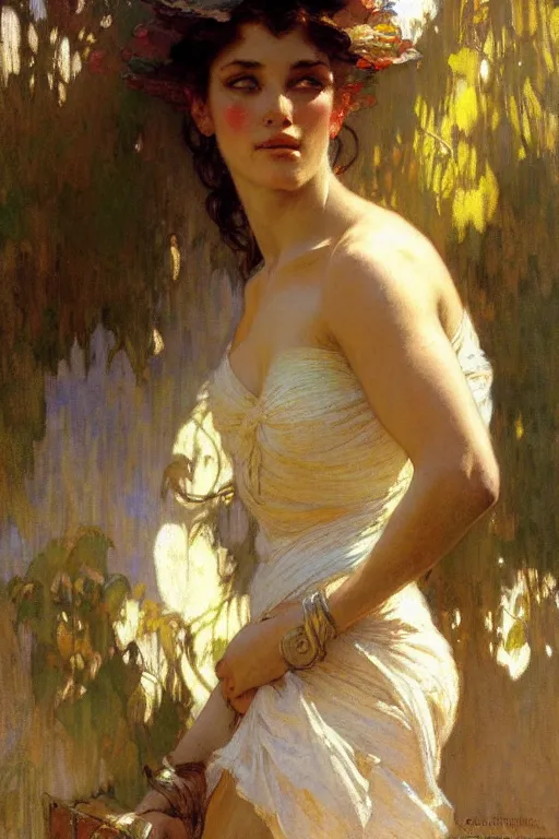 Image similar to attractive woman, florence, painting by gaston bussiere, craig mullins, greg rutkowski, alphonse mucha