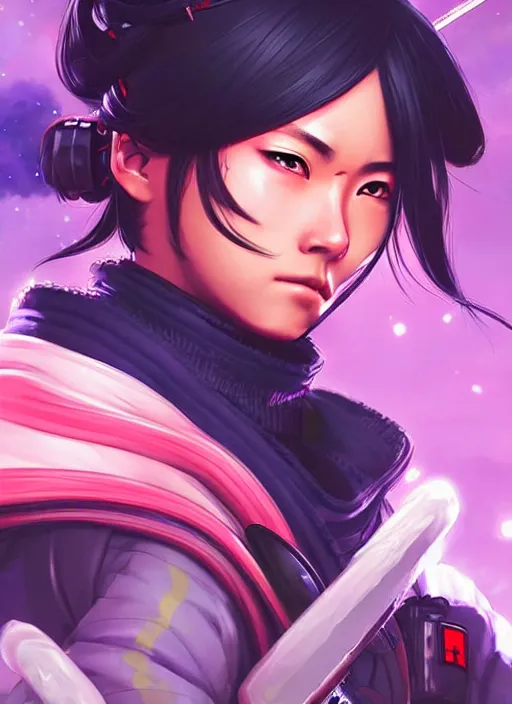 Image similar to Space Samurai in apex legends as an anime character digital illustration portrait design by Ross Tran, artgerm detailed, soft lighting