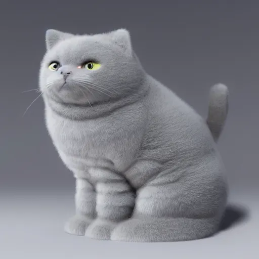 Prompt: a fluffy roadster in the shape of a British Shorthair, fluffy, cool, realistic, photo realistic, 4k, hd, highly detailed