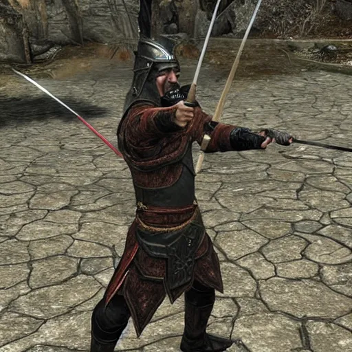 Image similar to a skyrim guard taking an arrow to the knee