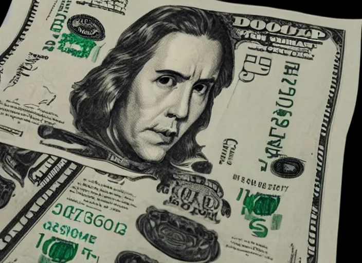 Image similar to reylo kissing dollar bill design