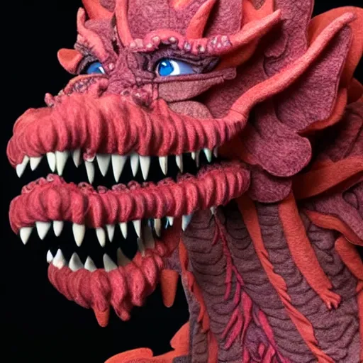 Image similar to demogorgon as a muppet. highly detailed felt. hyper real photo. 4 k.