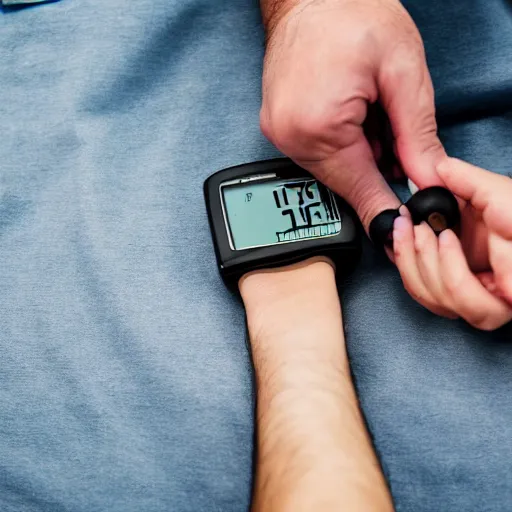 Prompt: measuring a man's blood pressure