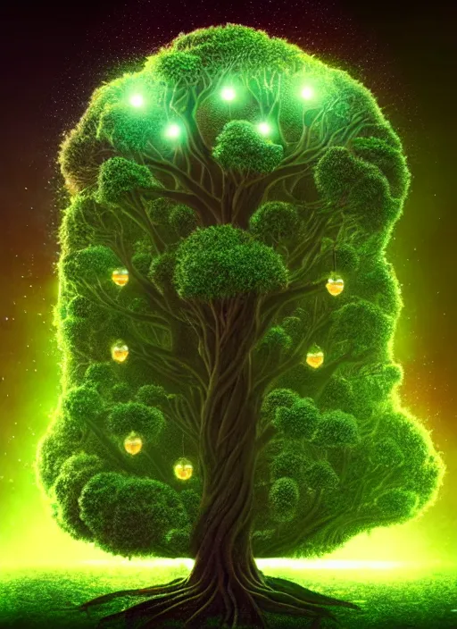 Image similar to high depth, collective civilization tree, calm, healing, resting, life, hybrids, scifi, glowing lights, published concept art, art in the style of all and none and everything and infinity