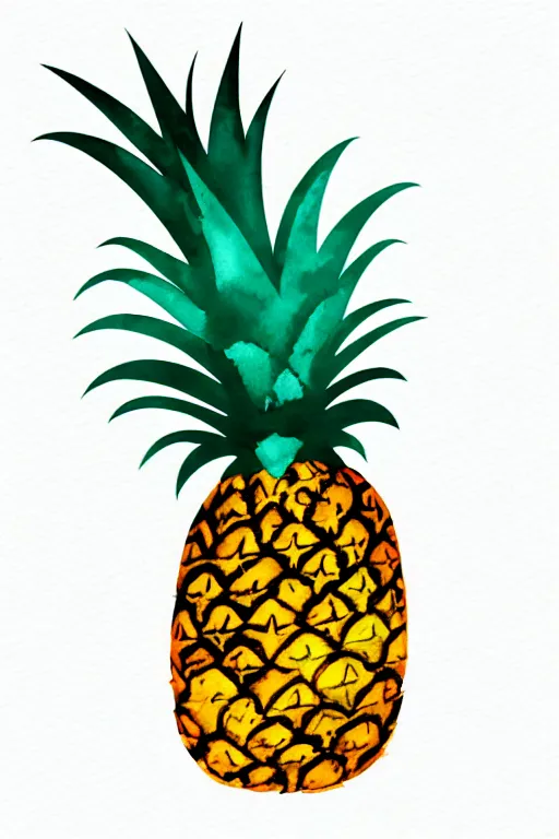 Image similar to minimalist watercolor art of a pineapple, illustration, vector art