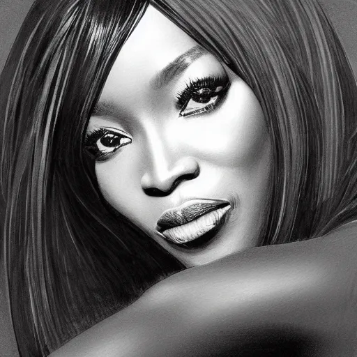 Image similar to full figure ultra realistic illustration, naomi campbell wearing a black pantsuit in a new york city office, intricate, elegant, highly detailed, digital painting, artstation, concept art, smooth, sharp focus, illustration, art by artgerm and greg rutkowski and alphonse mucha