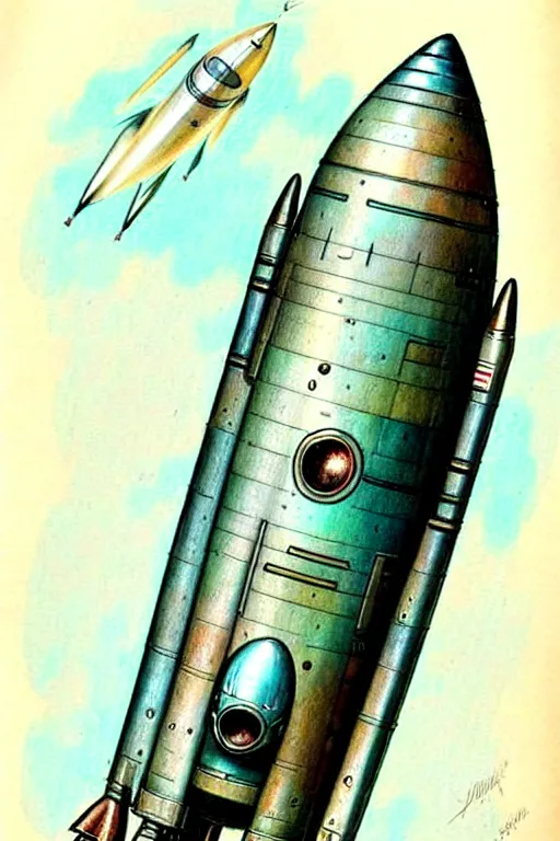 Image similar to (((((1950s rocketship . muted colors.))))) by Jean-Baptiste Monge !!!!!!!!!!!!!!!!!!!!!!!!!!!