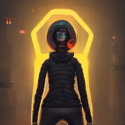 Image similar to skill magic deepdream guard girl cyberpunk futuristic, reflective puffer jacket, black leggings from the back radiating a glowing aura by ismail inceoglu dragan bibin hans thoma, perfect face, fine details, realistic shaded, fine - face, pretty face