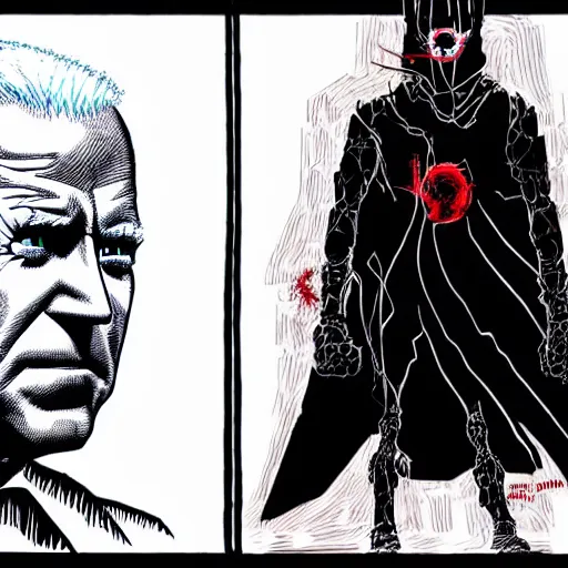 Image similar to Joe Biden looking sinister, by Tsutomu Nihei, highly detailed