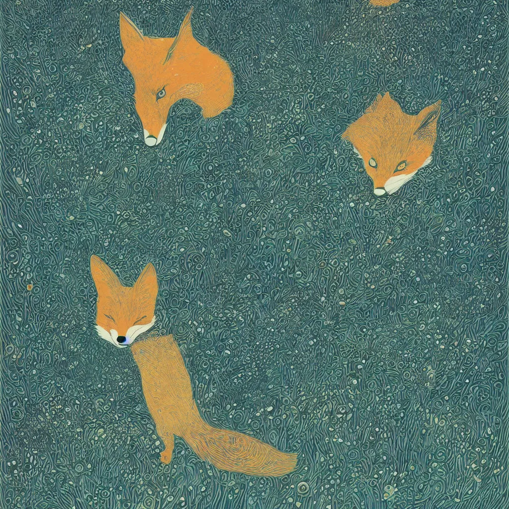 Prompt: one fox face by victo ngai