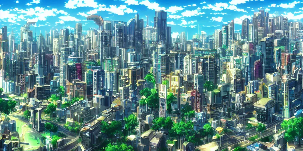 hd anime cityscape, 4 k, stunning, full hd, Stable Diffusion