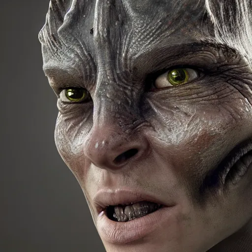 Image similar to hyperrealistic mixed media image of creatures of skyrim, stunning 3 d render inspired art by greg rutkowski and xiang duan and thomas eakes, perfect facial symmetry, flesh texture, realistic, highly detailed attributes and atmosphere, dim volumetric cinematic lighting, 8 k octane detailed render, post - processing, masterpiece,