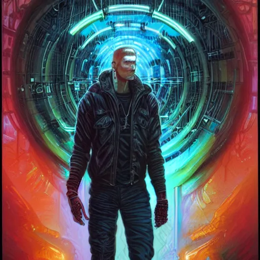 Prompt: neuromancer, painted by magali villeneuve