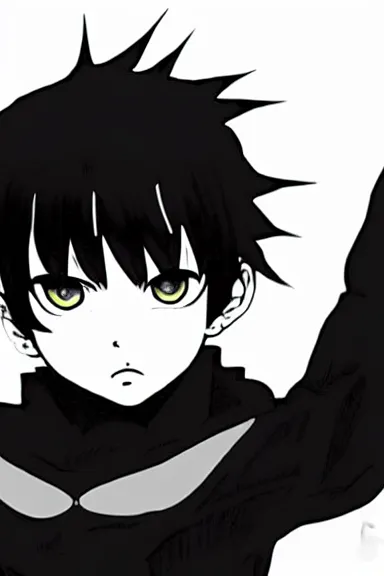 Image similar to attractive salvage little boy in cat suit, black and white artwork made by kentaro miura and yoshihiro togashi and ilya kuvshinov