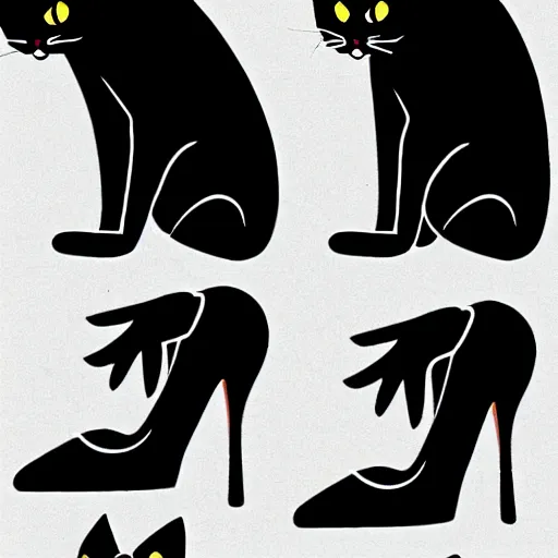 Prompt: a detailed full height photo of a extravagant black cat dancing and wearing high heels