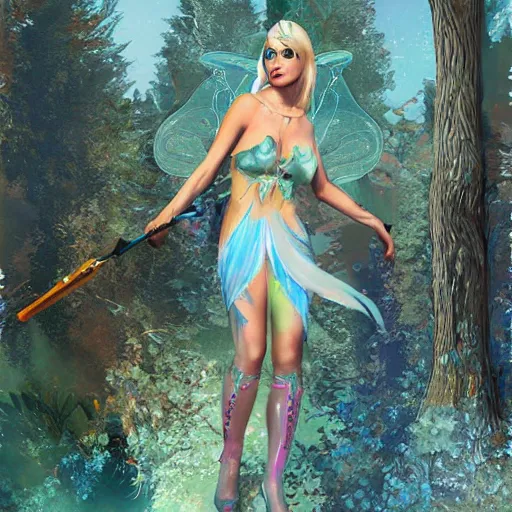 Image similar to fairy queen in GTA V, cover art by Stephen Bliss, artstation