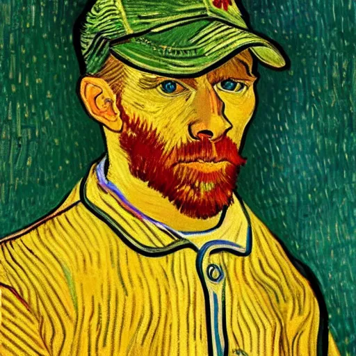 Prompt: a van gogh style painting of an baseball player