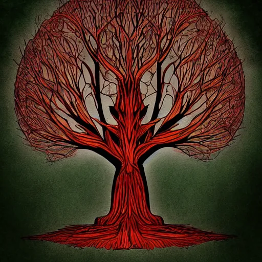 Prompt: Tree of Death, digital art