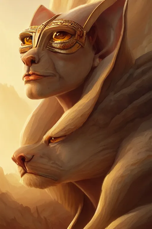 Image similar to legendary sphinx, highly detailed, d & d, fantasy, highly detailed, digital painting, trending on artstation, concept art, sharp focus, illustration, global illumination, ray tracing, realistic shaded, art by artgerm and greg rutkowski and fuji choko and viktoria gavrilenko and hoang lap, sunny