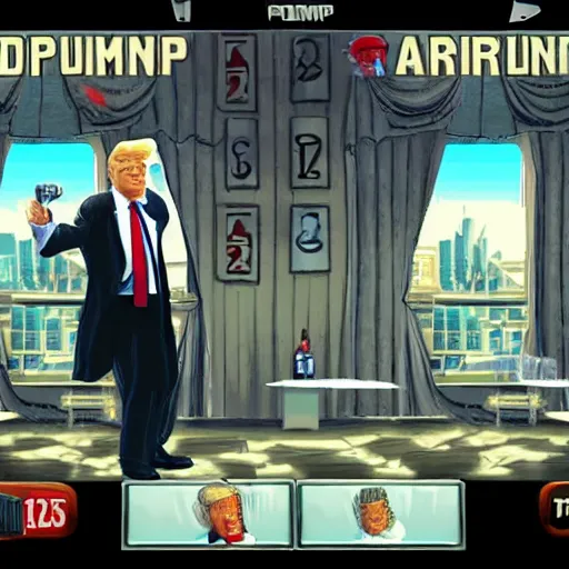 Prompt: screenshot from pc game kingpin : donald trump as gangster