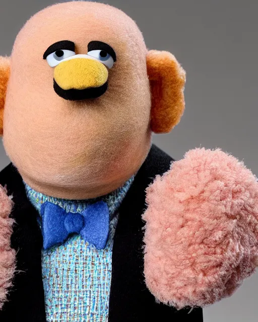 Image similar to hank schrader as a muppet. highly detailed felt. hyper real photo. 4 k.