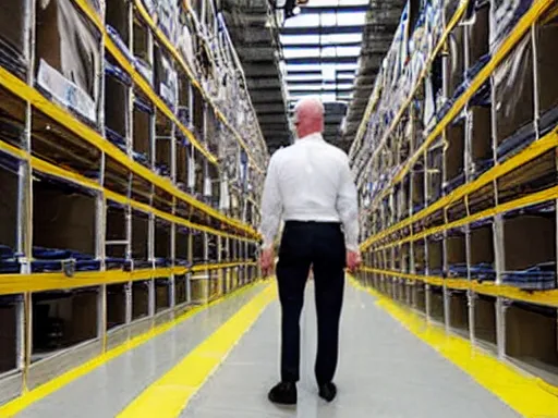 Image similar to jeff bezos working in an amazon warehouse