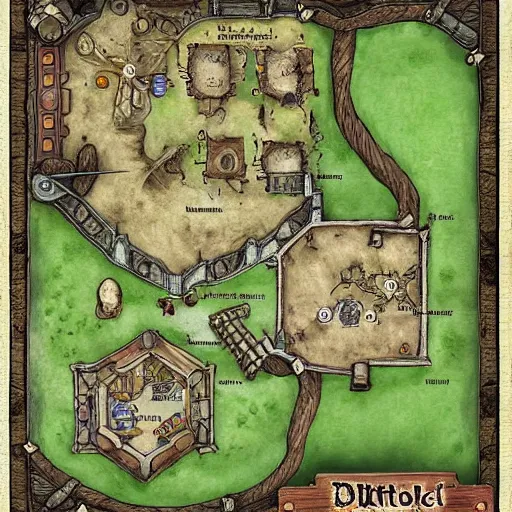 Image similar to tavern interior dungeons and dragons map, detailed, gridless