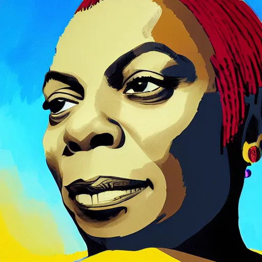 Image similar to portrait nina simone by petros afshar, hyper real, leng jun and singer sargent