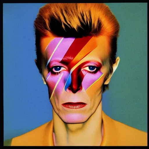 Image similar to David Bowie, abstract album cover