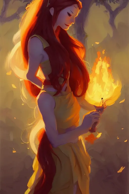 Image similar to fire princess adventure time working in a winery, animation pixar style, by pendleton ward, magali villeneuve, artgerm, jeremy lipkin and michael garmash, rob rey and kentaro miura style, golden ratio, trending on art station