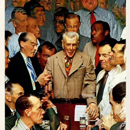 Prompt: insider trading by norman rockwell