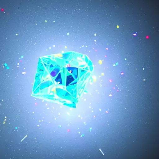 Prompt: exploding diamond with fragments lit up by rainbow light, octane render