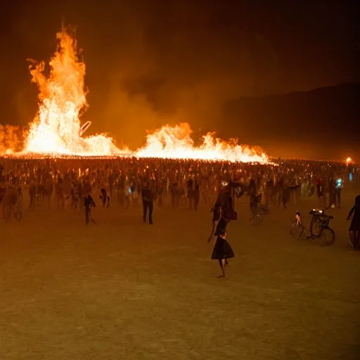 Image similar to photograph of a packed concert burning man on the surface of the moon