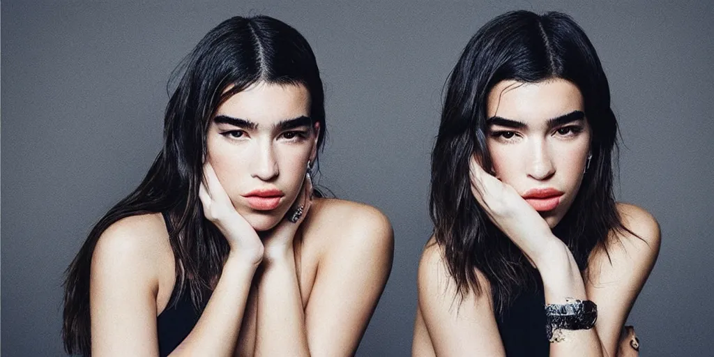 Image similar to “Dua Lipa in the style of Shawn Tan”