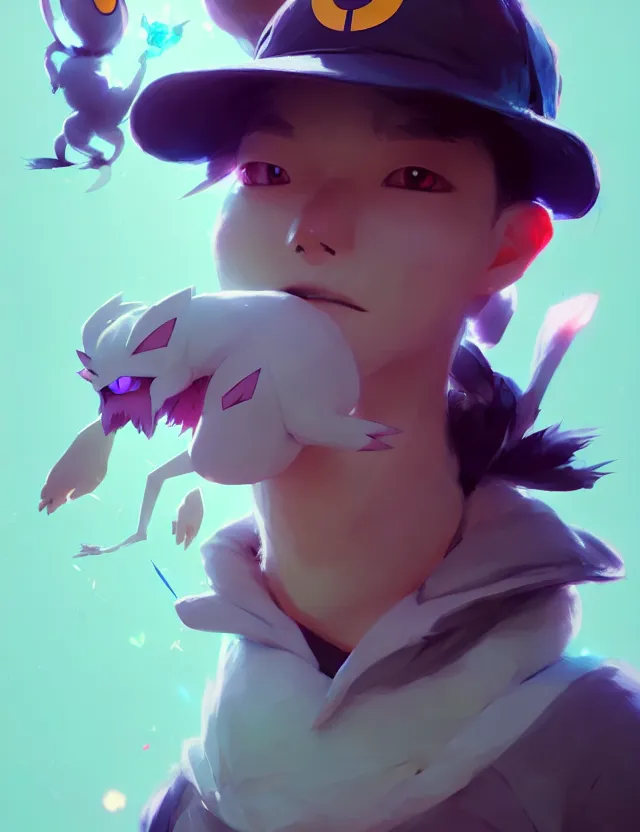 Prompt: a beautiful portrait of a pokemon trainer. character design by cory loftis, fenghua zhong, ryohei hase, ismail inceoglu and ruan jia. artstation, volumetric light, detailed, photorealistic, fantasy, rendered in octane