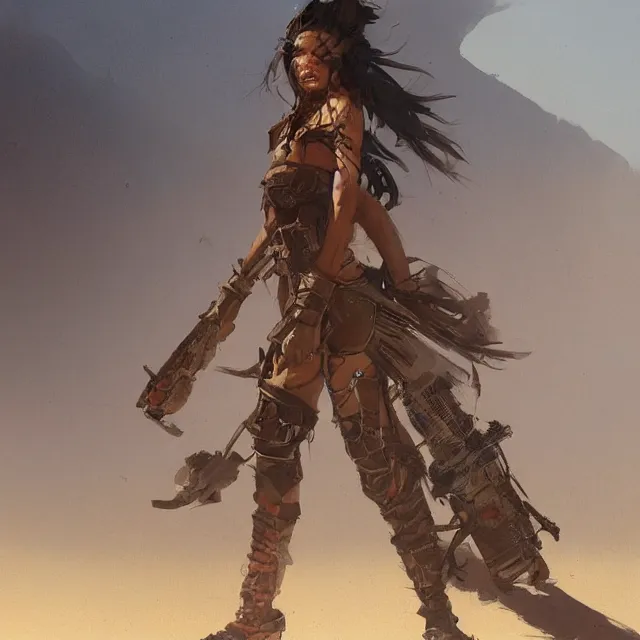 Prompt: a painting of a desert punker by greg rutkowski, dark fantasy art, high detail, trending on artstation