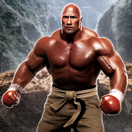 Prompt: dwayne johnson as a new street fighter character, screenshot, character select