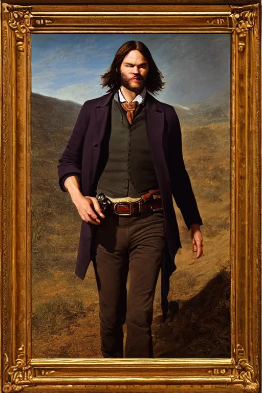 Prompt: a ultradetailed portrait of jared padalecki as an old west gunfighter, masterpiece, 8 k, art by rembrant and albert bierstadt