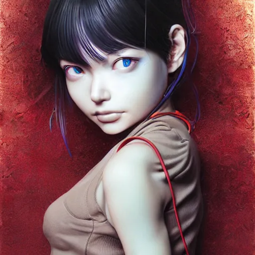 Prompt: portrait of the popular girl entangled in worms, by katsuhiro otomo, yoshitaka amano, nico tanigawa, and artgerm rendered with 3 d effect.