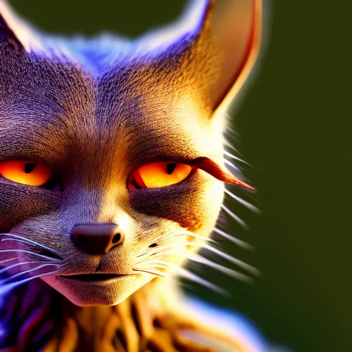 Prompt: movie still of groot as a cat, 4 k, bokeh, dramatic lighting