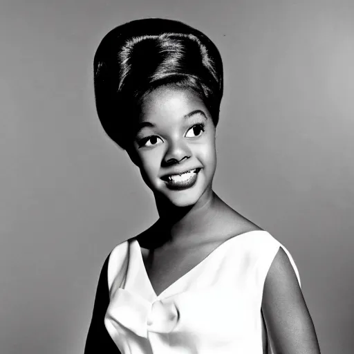 Image similar to black and white photo of a beautiful and elegant 1 9 6 5 young black actress