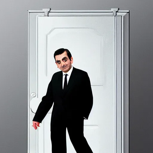 Image similar to mr bean trapped in a white void room