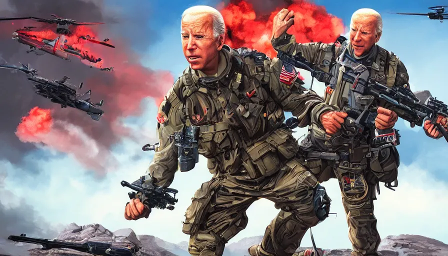 Prompt: joe biden is gi joe, billboard image, hyperdetailed, artstation, cgsociety, 8 k