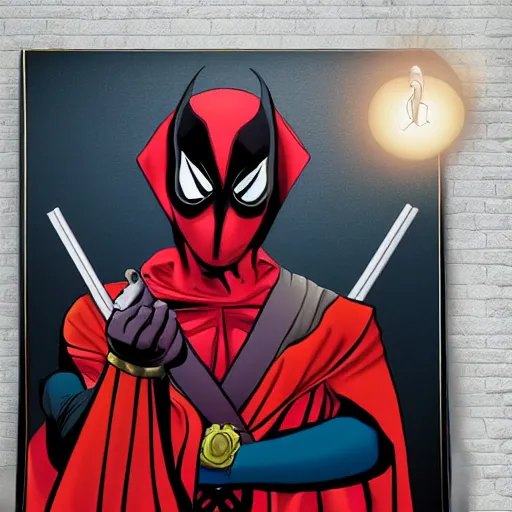 Prompt: dr strange meets deadpool illustration foto realistic