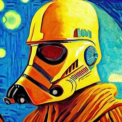 Image similar to star wars poster style of van goph