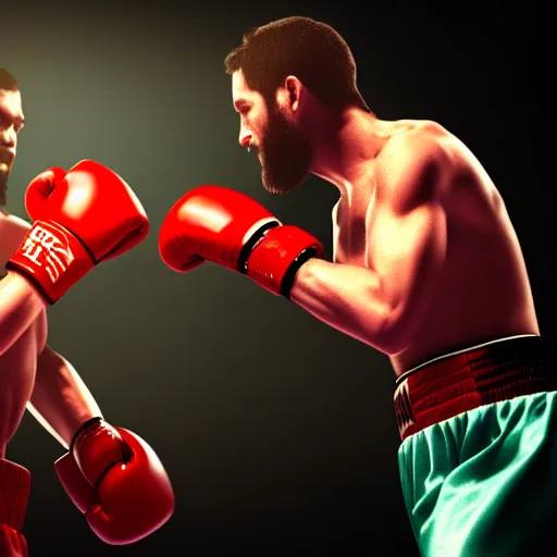 Image similar to Jesus fighting a demon in a boxing ring, photorealistic, 4K