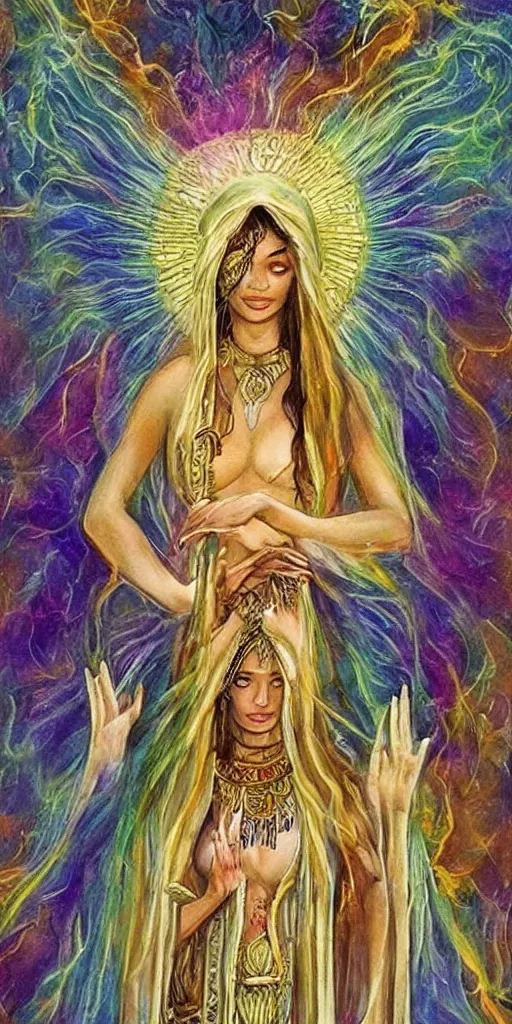 Image similar to a mystical woman priestess, the divine feminine