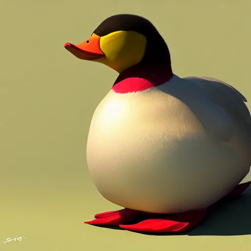 Image similar to a dumpy duck. artstation, octane render, high detail